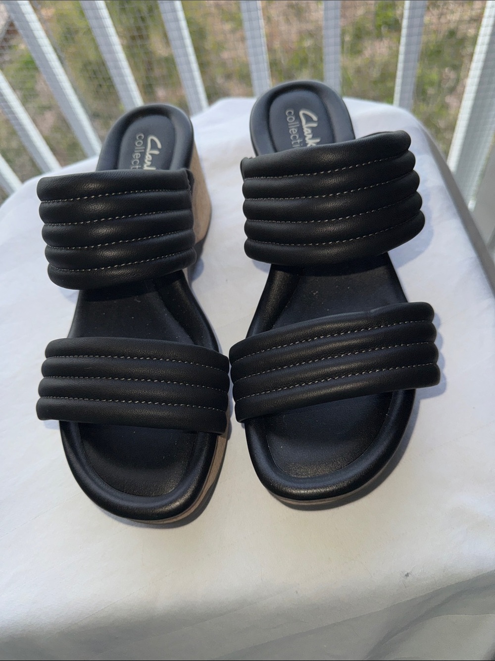 NWOT - Clarks Women’s “Chelsea’s Path wedge Sandal”.
